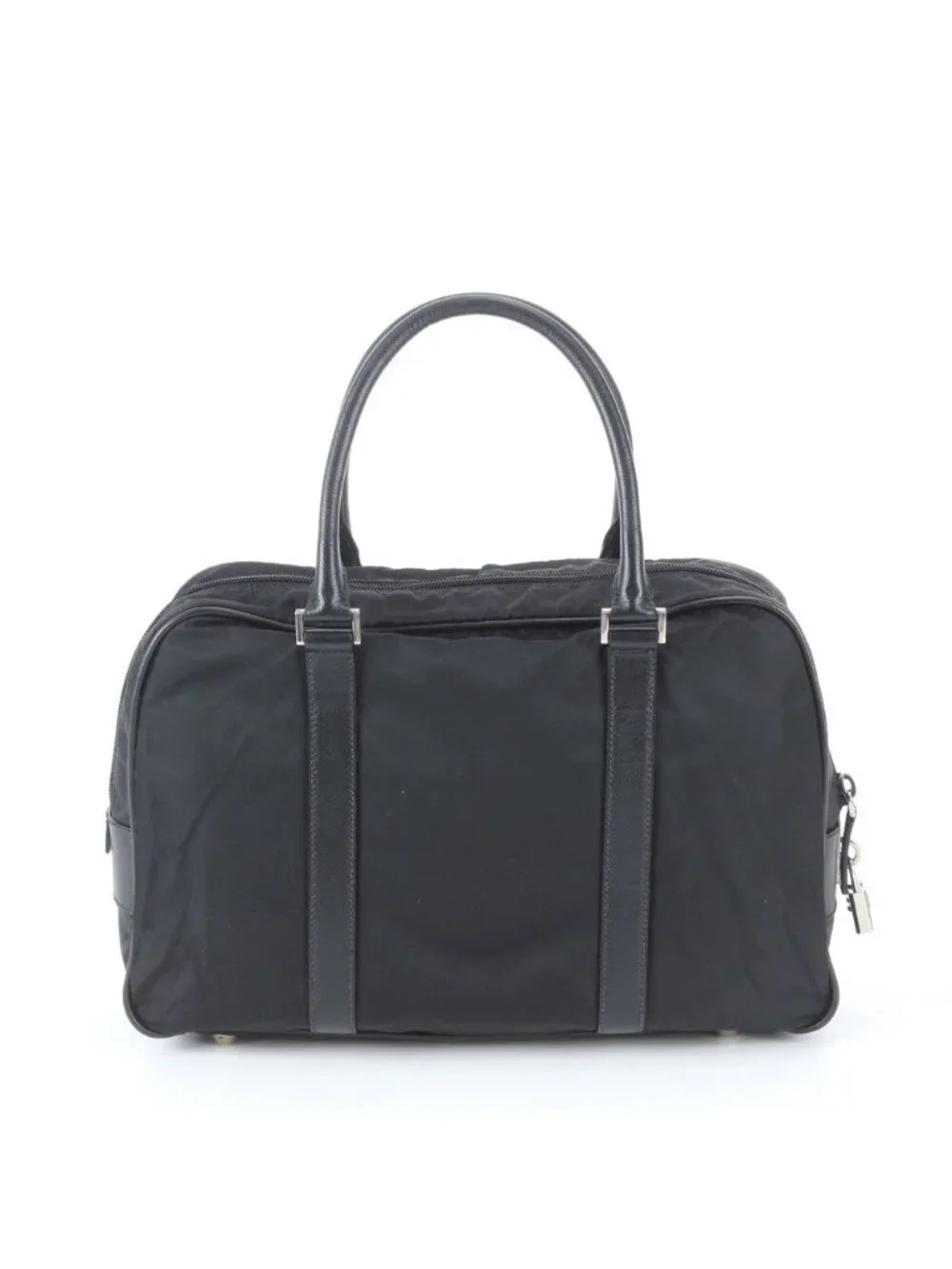 Prada Tessuto Nylon Saffiano Leather Business Tote Black